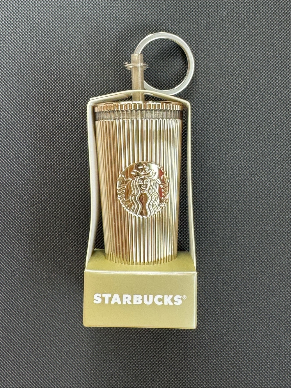 Starbucks Gold Metallic Tumbler Keyring Keychain Collectible Japan Limited NWT